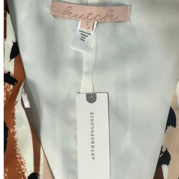 Hutch Anthropologie Blaise Brown Tan Leopard Motif Wrap Mini Dress sz S NEW Tags - Picture 7 of 12